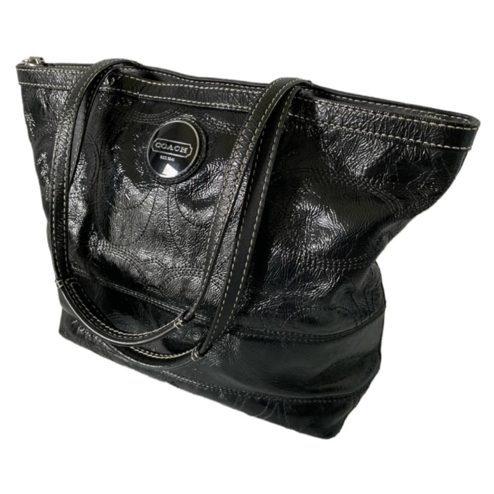 Coach Signature Shoulder Bag Patent Leather Black [1941] purse